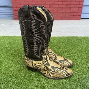 Vtg Justin Chocolate Boa Snake Cowboy Boots Mens Size 8 D Western‎ Rodeo 8622